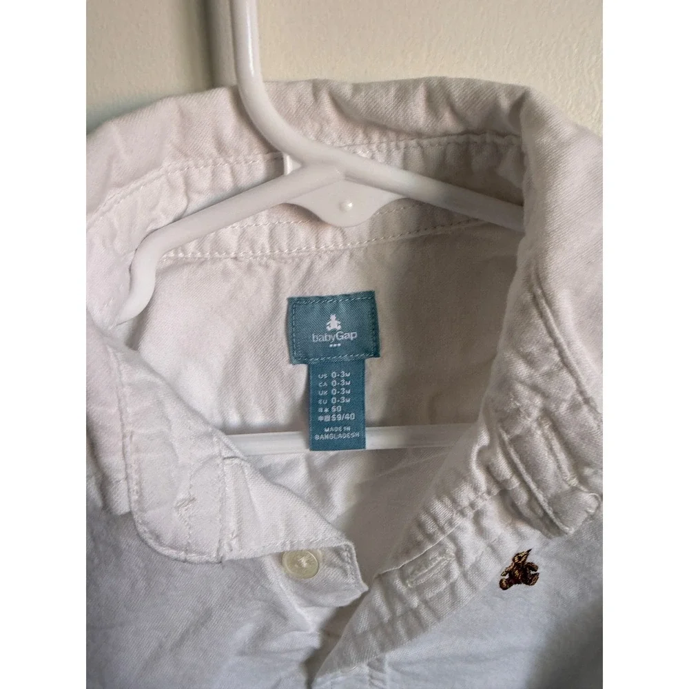 Baby Gap White Oxford Button Down Bodysuit 0-3 Months